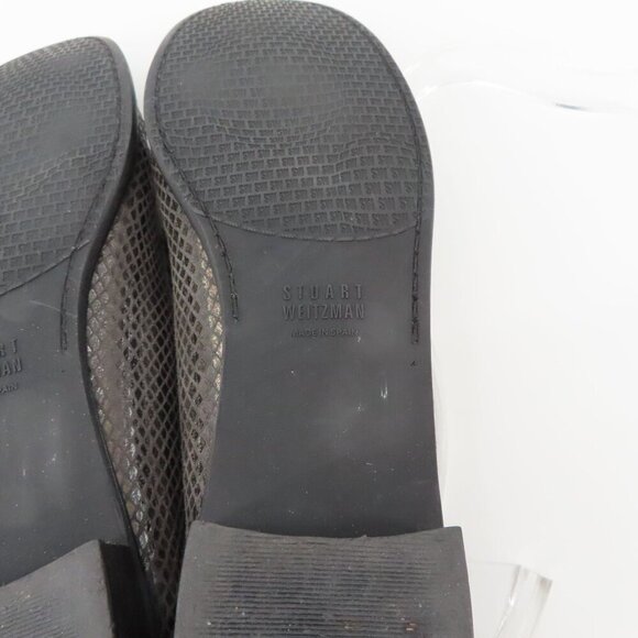 VTG Stuart Weitzman Women 9.5 SS Black Leather Loafers Slip On Shoes Style 19265 - Picture 11 of 13